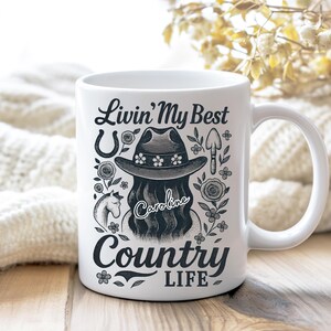 Custom Country Life Mug, Personalized Farmhouse Coffee Cup Western Cowgirl Gift Country Vibes Farm Girl Mug Kitchen Decor Country Mama Gift