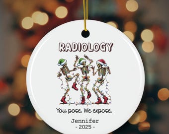 Personalized Radiology Ornament, Custom Rad Tech Coworker Radiologist Graduation Gift Doctor X-Ray Tech Name Office Party Funny Keepsake
