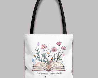 Custom Book Lover Tote Bag, Bookish Personalized Name Bookworm Reading Reader Gift Ideas Cute Library Book Club Present for Her Women Girls