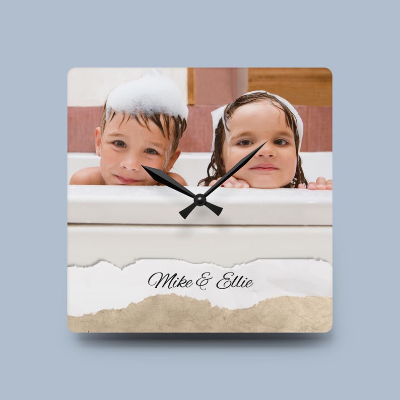 Custom Photo Wall Clock With Picture, Personalized Family Acrylic Clock ...