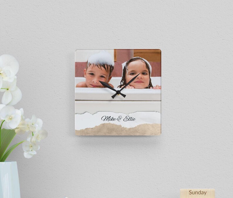 Custom Photo Wall Clock With Picture, Personalized Family Acrylic Clock ...