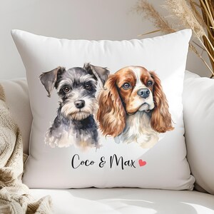 Custom Pet Picture Pillow, Personalized Dog Mom Dad Owner Portrait Name Cushion Case, Pup Lover Gift Ideas for Christmas Pet Loss Memorial