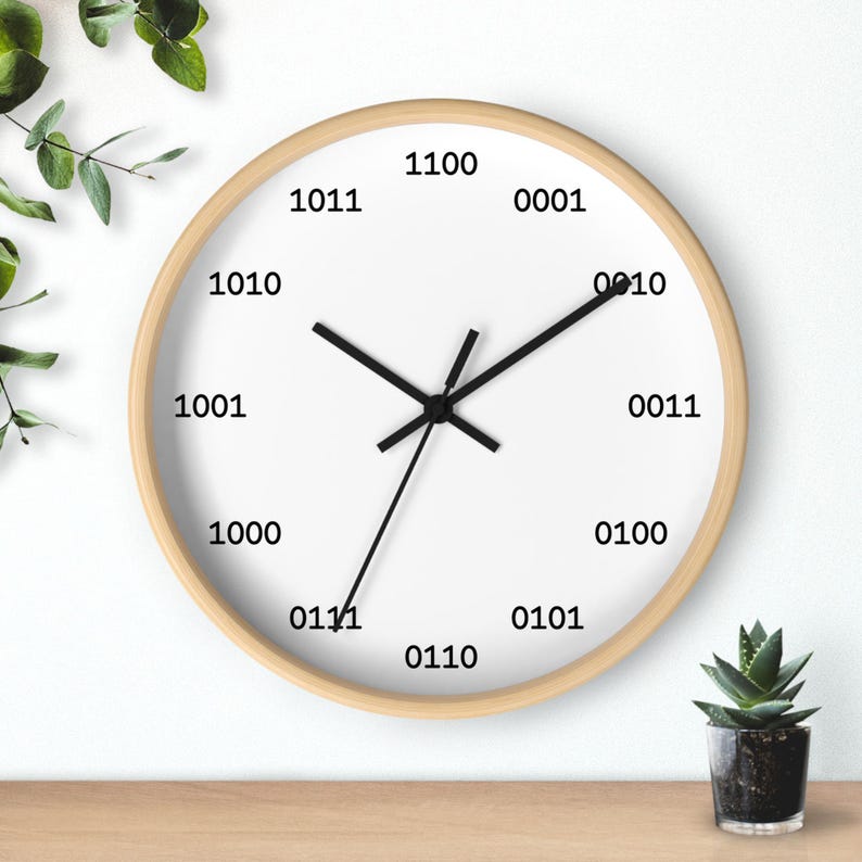 Binary Wall Clock, Programmer Gift Tech Office Nerd Decor Gift