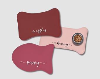 Personalized Pet Food Mat: Custom Dog Cat Feeding Placemat, Non-Slip Gift for New Owners