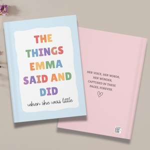 Personalized Journal Gift, Custom Things My Kids Say Diary Memory Book Baby Shower Present Cute Ideas for New Mom Parents Childhood Keepsake
