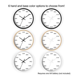 Horloge murale binaire, cadeau de programmeur, cadeau de décoration de nerd de bureau technique image 2
