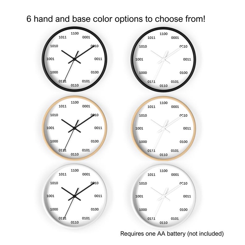 Horloge murale binaire, cadeau de programmeur, cadeau de décoration de nerd de bureau technique image 2