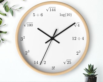 Horloge murale en bois, équation mathématique, cadeau pour enseignant, décoration de salle de classe, cadeau de Noël pour nerd