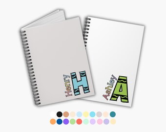 Personalized Notebook with Name for Kids, Custom Monogram Journal Pastel Gift Idea for Boys Girls School Supplies Diary Preschool Elementary