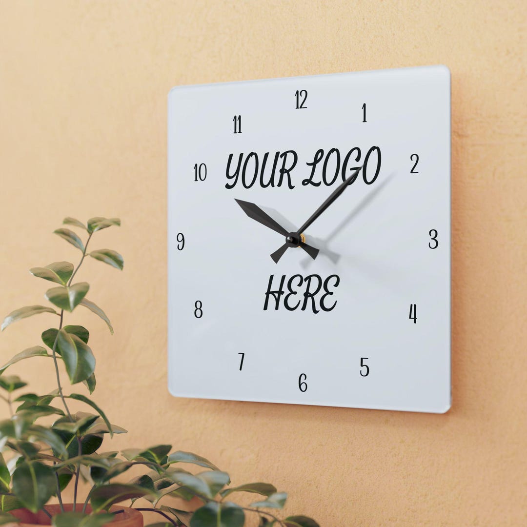 Custom Logo Wall Clock, Personalized Business Branding Corporate Office ...