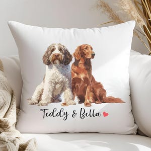Custom Pet Pillow, Personalized Dog Mom Dad Owner Portrait Name Cushion, Pup Lover Gift Ideas for Christmas Pet Loss Memorial Keepsake Decor