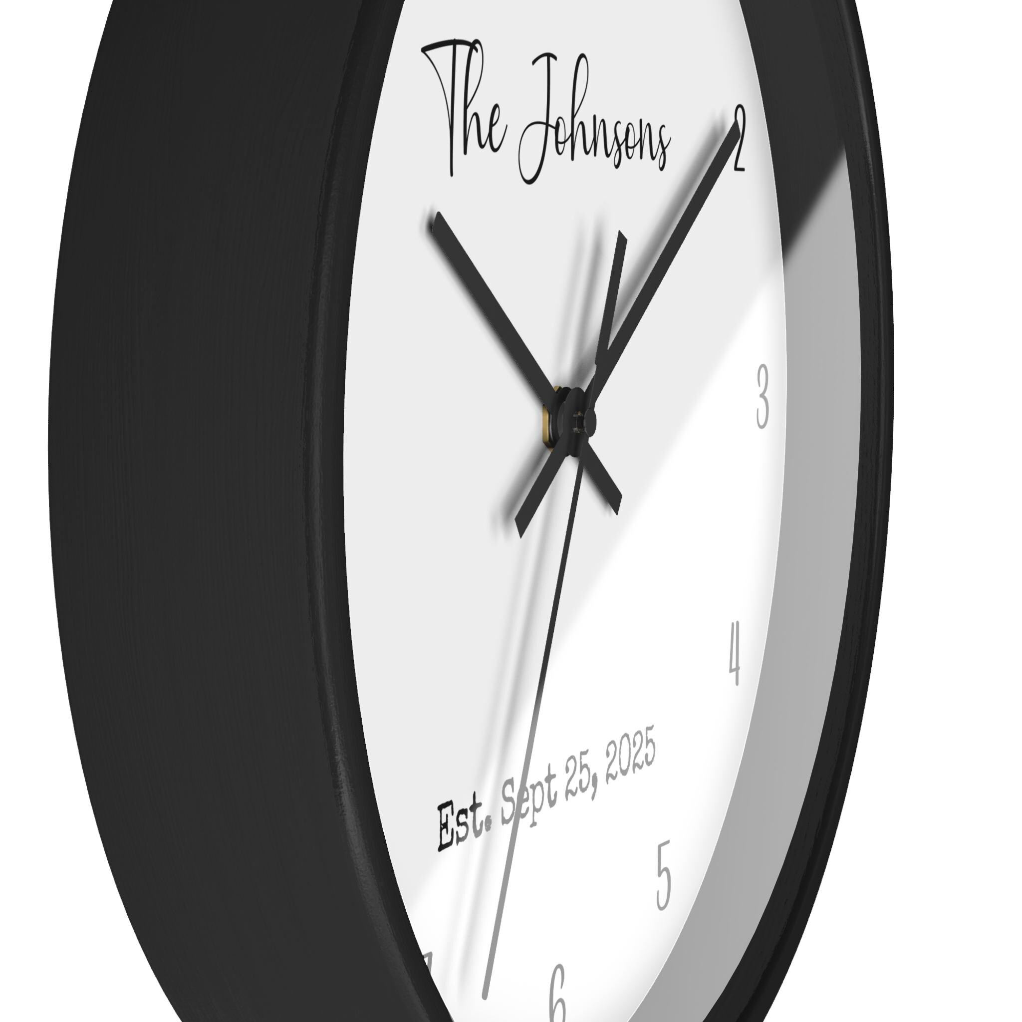 Customised Clocks Personalized Wall Clock, Custom Family Name Date Modern Home Office ...