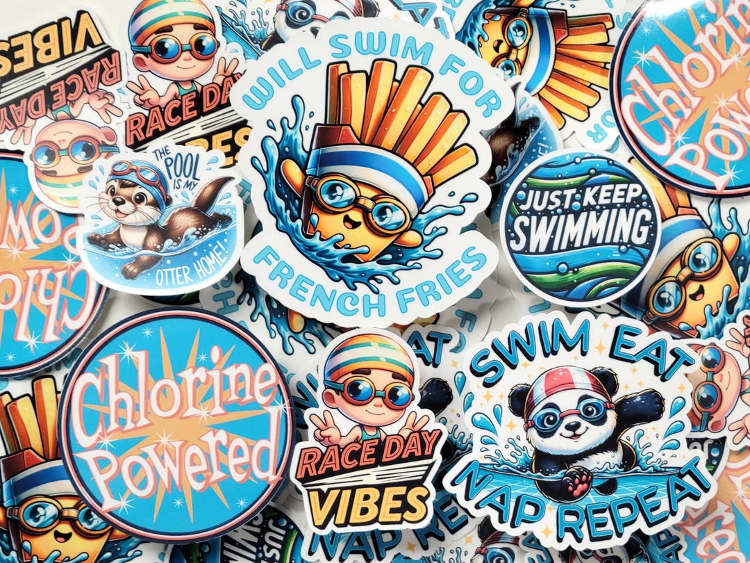 Swim Trunks Sticker Funny Swim Sticker Pack, Motivational Decals, Swim Team Gift, Swim ...