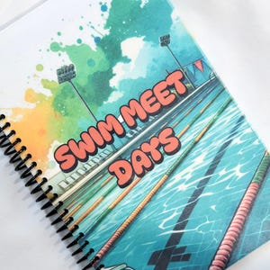 Swim meet journal, swimmer planner, swimming diary, swim logbook, swim training tracker, swim gift, youth swimmer journal, competitive swim
