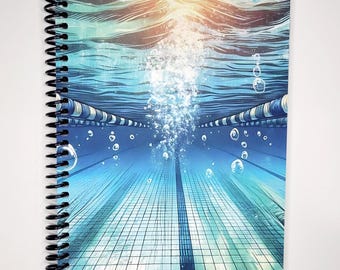 Diario de natación subacuática / Cuaderno de práctica, notas y seguimiento del entrenamiento de natación / Regalo para nadadores, regalo para calcetines de natación, 80 páginas, Diario de natación