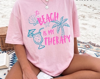 The Beach is My Therapy Comfort Colors Shirt, Girls Trip Squad Shirt, Vacation Graphic Tee, Summer Vibes Tee, Girls Weekend Gifts