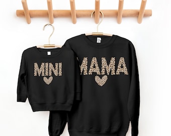 Mommy and Me Leopard Print Sweatshirts, Mama and Mini Matching Shirts, Gift for Mother's Day, Mother Daughter Gift Ideas