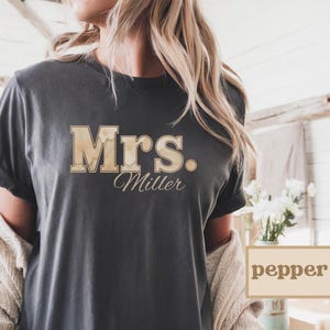 Custom Mrs Shirt, Comfort Colors Last Name Shirt, Gift for Wedding Personalized Mrs Shirt, Wifey Shirt, Gift for Wife, Gift for Bride