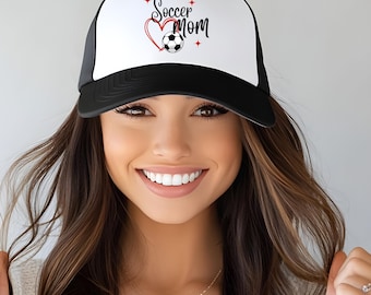 Soccer Mom Trucker Hat, Soccer Mom Hat, Soccer Fan, Soccer Mom Gift for Mom, Soccer Heart Hat, Birthday Gift for Mom, Sports Mom Trucker Hat