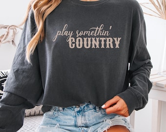 Camisa de manga larga con colores country, playera de concierto de música country, playera de chica country, festival de música vaquera de verano