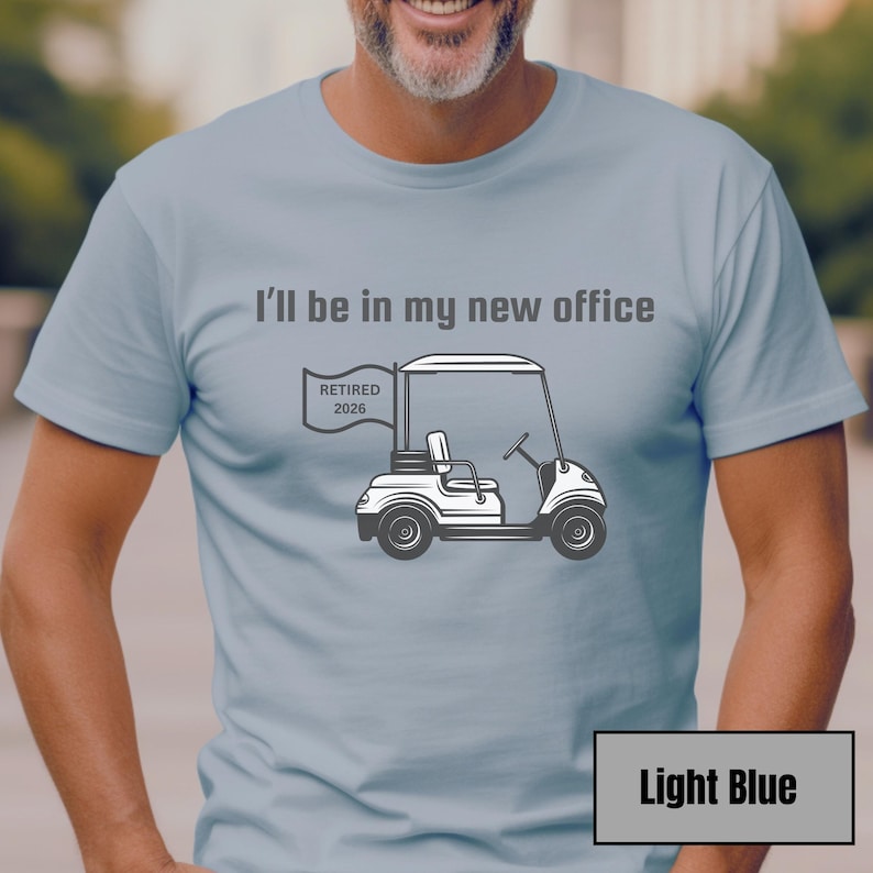 Retirement Golf Shirt, Funny Retirement Shirt, Golf Gifts for Him, Gift for Dad, Officially Retired, Gift for Husband, Retirement Party Gift Light Blue