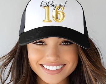 16th Birthday Girl Trucker Hat, Sweet 16 Birthday Crew Trucker Hats 16th Birthday Gift Girl 16th Birthday Group Trucker Hats, Happy Birthday