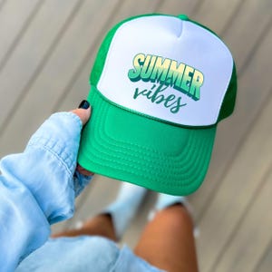 Summer Vibes Trucker Hat, Cute Beach Trucker Hat, Coastal Aesthetic Summer Vacation Hat Good Vibes Only Trucker Hat, Gift for Her
