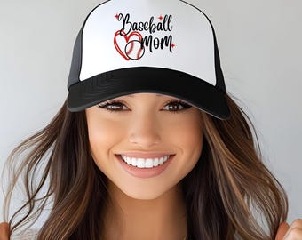 Baseball Mom Trucker Hat, Baseball Mom Hat, Gift for Baseball Mom, Baseball Season Gifts, Gift for Sports Mom, Mother's Day Gift