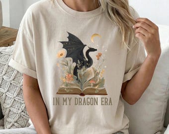 In My Dragon Era Shirt, Comfort Colors Fantasy Book Lover Shirt, Book Club Gift, Cottagecore Dragon Shirt, Bookworm Gift for Reader