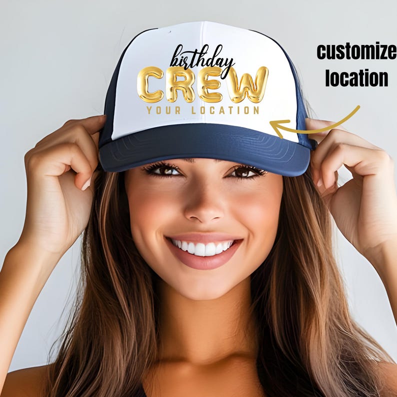 21st Birthday Girl and Birthday Crew Trucker Hats, Gift for Girlfriend, 21 Birthday Girls Trip, Custom Location 21st Birthday Party Hats image 9