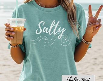 Salty Beach Waves Shirt, Beach Lover Gift, Beach Party Shirt, Coastal Vacation Shirt, Stay Salty T-shirt, Salty Girl Summer Shirt