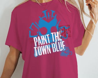 Camiseta unisex con grafiti sutil de Arcane Jinx Paint the Town de color azul, hecha a medida por un fanático, regalo de merchandising de League of Legends