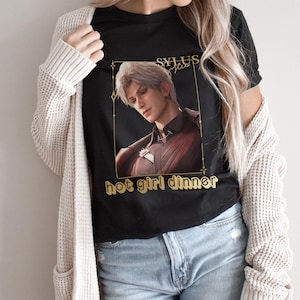 Sylus Funny Hot Girl Dinner Meme Love and Deepspace Retro Streetwear Jersey Short Sleeve T-Shirt Unisex Tee LADS Theme Otome Game Merch