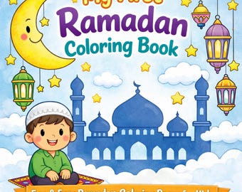 Pagine da colorare del Ramadan per bambini, attività islamica (PDF stampabile)