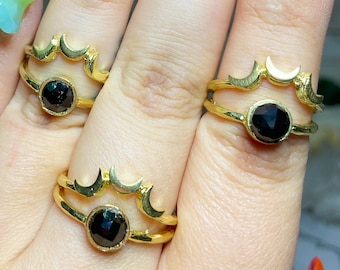 Obsidian Moon Goddess Ring