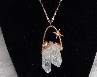 Quartz Cluster Copper Pendant Necklace