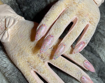 Dainty Pastel Pink Nail Gloves