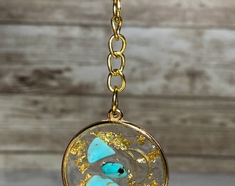 One of a kind Crystals, Pressed Flowers, Gold Keychains