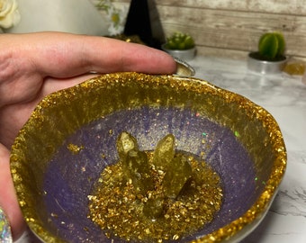 Purple and Gold “Crystal” Jewelry Dish