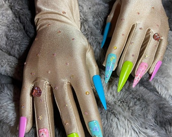 Pastel Butterfly Nail Gloves