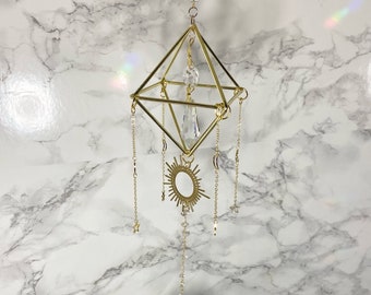 Gold Moon, Sun and Stars Suncatcher Window Decor