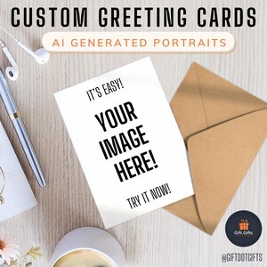 Biglietto d'auguri personalizzato generato dall'intelligenza artificiale, personalizzabile, unico, compleanno, anniversario, inviti, Natale, San Valentino, laurea, amore