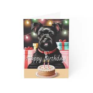 Greeting Cards, Miniature Schnauzer Birthday Cards, AI Designed, Real Life Schnauzer Newt, Dog Lover Gifts, Party Invitations