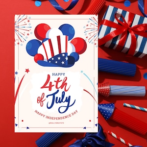 Happy 4th of July American Independence Day Card Printable Independence Day Greeting Card Downloadable 4th July Greeting Card Digital Card