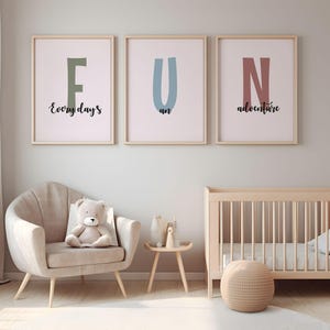 Have Fun Poster, Minimalist, Affirmations Print, Typography, Colorful Kids Wall Art, Nursery Kids, digital download Kids wall art