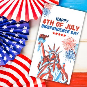 Carte Joyeux 4 juillet Carte de voeux de l'indépendance Memorial Day Carte de voeux du 4 juillet Carte numérique imprimable du 4 juillet pour le jour de l'indépendance
