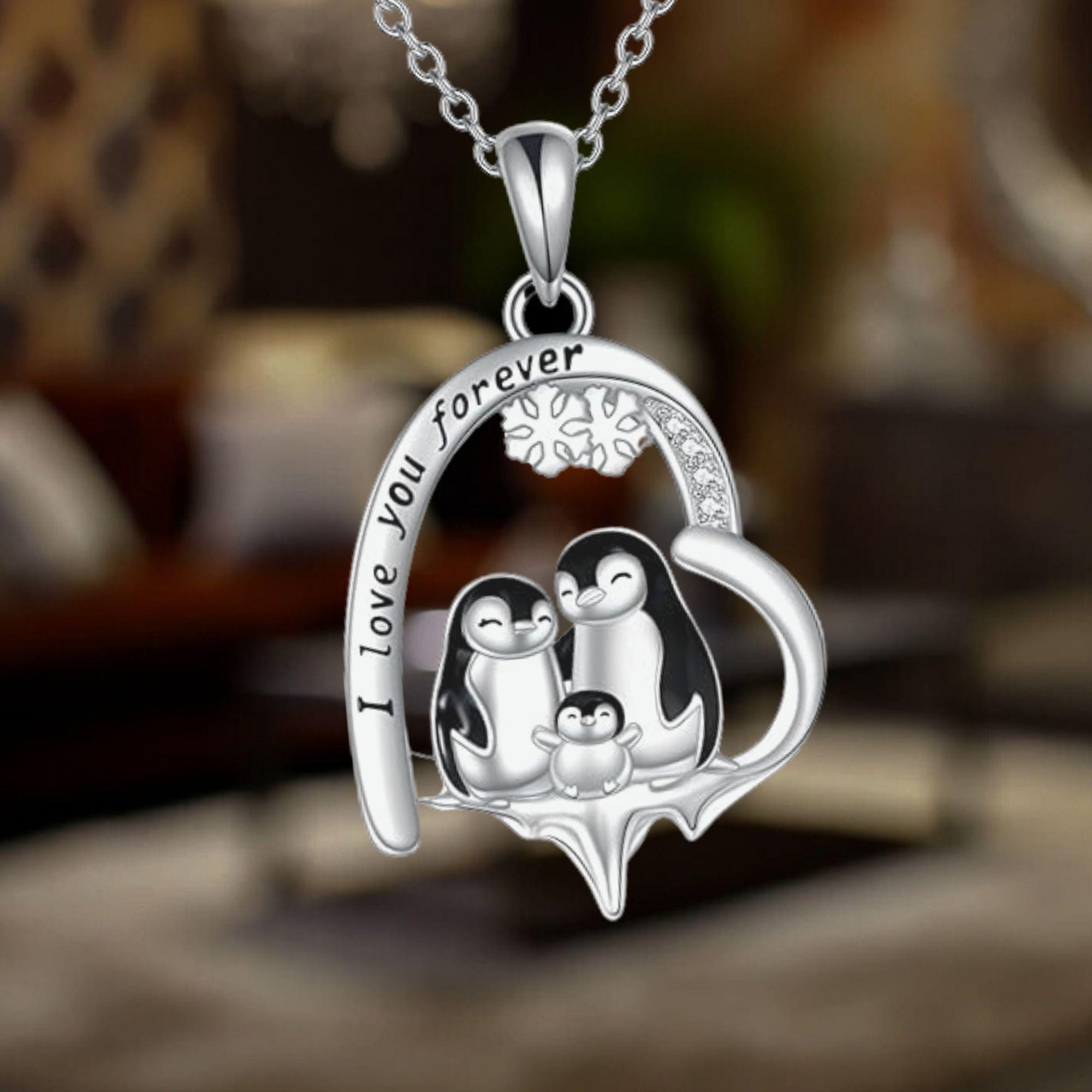 Orecchini A Cuore Con Pinguino In Argento 925 – Simpatico Regalo Per Lei
