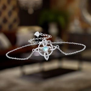 Witches Knot Moonstone Bracelet 925 Sterling Silver Celtic Knot Jewelry for Women