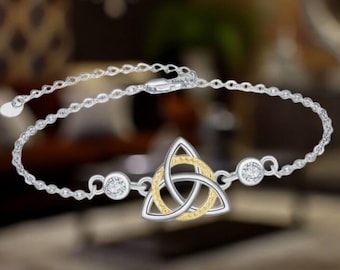 Pulsera irlandesa con nudo celta en plata de ley, joyería con nudo celta de la trinidad para mujer