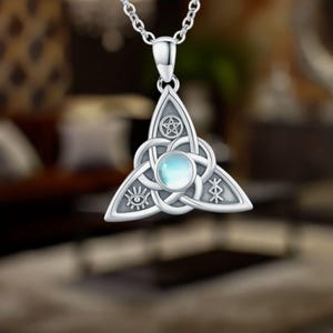 Celtic Moonstone Necklace 925 Sterling Silver Celtic Knot Jewelry Necklace For Women